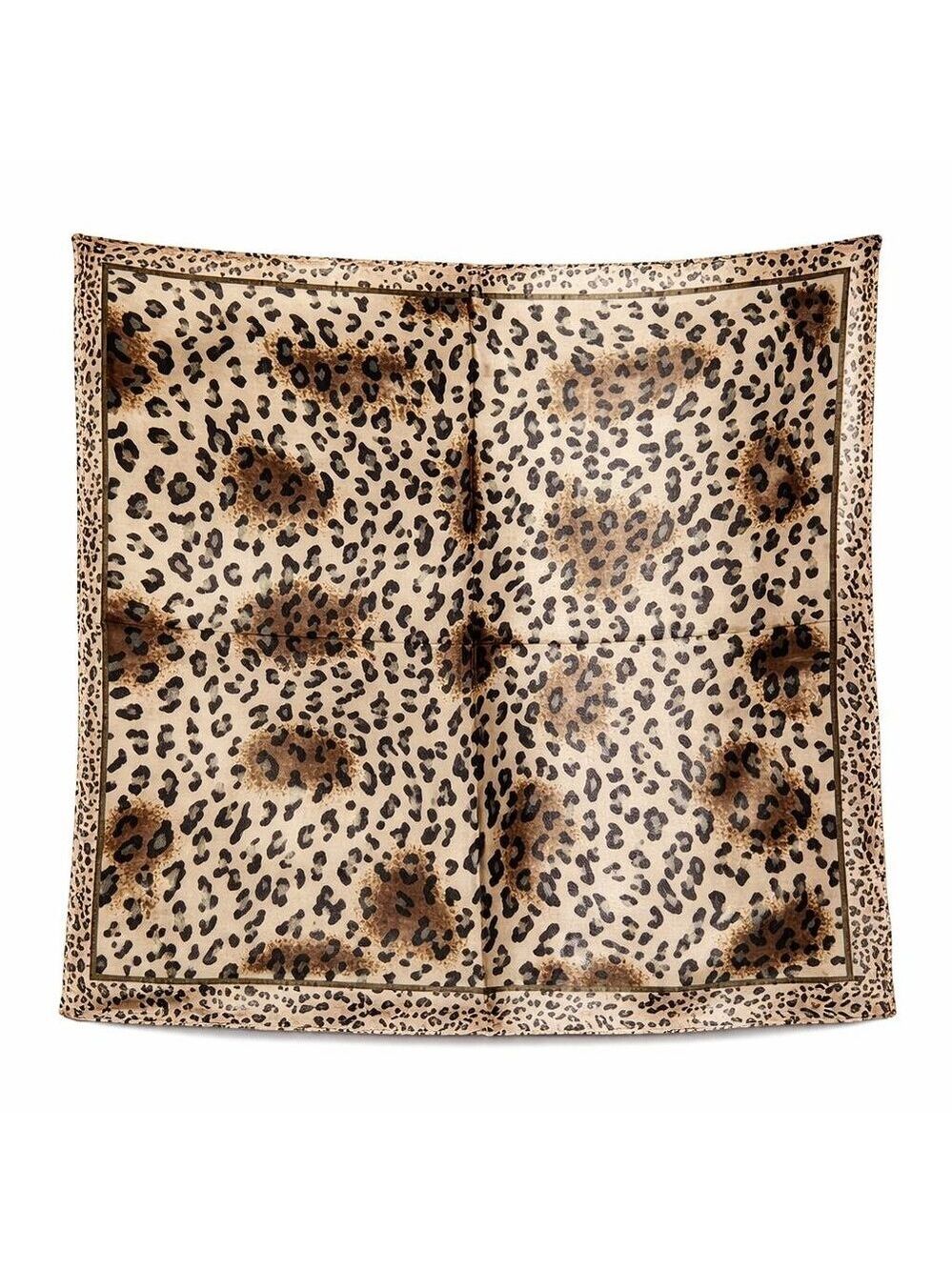 Leopard Print Satin Scarf 20x20 Women's Hair Tie Neck Wrist Wrap